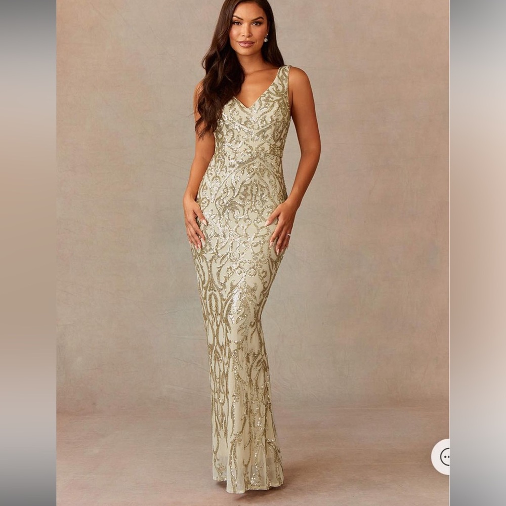 Azazie UpStudio - Elegant Gold Chamapgne Sequin Evening Gown